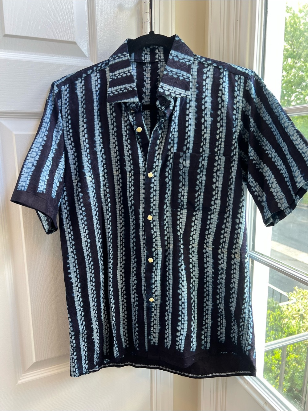 Men’s Tailor Made Malian Indigo Print Shirt DRC OOAK
